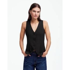 Madewell Women’s Wool Blend V-Neck Minimalist Edgy Classic Black Vest Sz 6